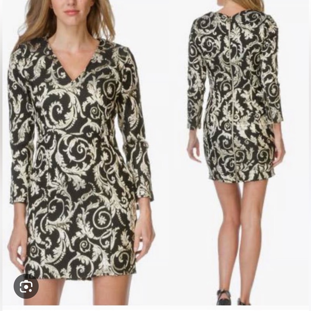 NWT Anine Bing Black & Gold Brocade Dress